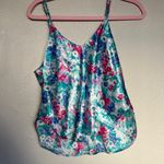 Cinema Etoile Vintage Satin Tank Top French Cut Blue Floral Lace Embroidered Size M Photo 7