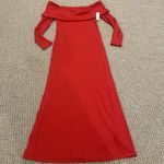 Old Navy NWT  Dress Womens Medium Red Off Shoulder Ribbed Knit Maxi Holiday Long Photo 1
