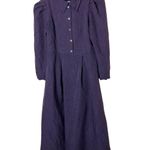 Vintage Dark Purple Pleated Dress Junior Small Long Sleeve Puffed‎ Shoulder Size undefined Photo 0