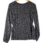 Kaileigh Long Sleeve Black & Tan Blouse M NWOT Photo 0
