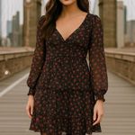 Altar'd State Altar’d State Ditsy Floral Ruffle Mini Dress Black Red Open Back Romantic Garden Photo 0