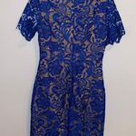 Dress the Population NWOT $198 Cobalt Anna Crochet Lace Sheath Dress S Photo 3