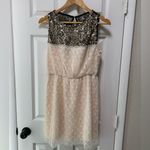 Mimi Chica B03-NEW  gold sequins and lace ivory mini dress size M Photo 2