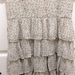 Storia Cream & Floral V-Neck Tiered Ruffle Puff Short Sleeve Dress Photo 3