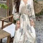 ZARA Wrinkle Effect Satin Maxi Kaftan Dress Ecru Sage Green Size S NWT Photo 0