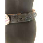 Cache Black Embossed Leather 3" METAL HEART Rhinestones Flag Buckle Belt NWT New Photo 8