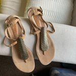 Schutz  flats in neutral tan leather Strappy summer flats metal detail gold Photo 4