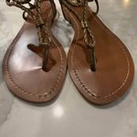 Lauren Ralph Lauren Leather Braided Slingback Thong Sandals Women's 7.5B Gold Size 7.5 Photo 5