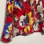 Red with Bright Floral Print Lightweight Long Sleeve Jacket Cardigan Size 14 Photo 7