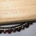 Vintage Boho Garnet and Gold Tone Bead Bangle Bracelet Photo 5