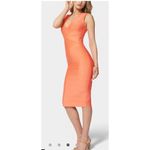 Bebe BANDAGE MIDI DRESS color pearl blush dress size xs sexy New Year’s Eve dress Photo 2