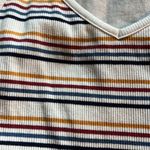 PacSun ribbed v-neck tank top- size small-white with yellow, red, blue, and navy Photo 1
