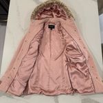 EXPRESS Button Front Wool/Cashmere Blend Pea Coat Faux Fur Trim Women’s 6 Pink Photo 5