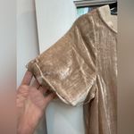 Anthropologie Floreat Gold Champagne Velvet Short Sleeve Dress Women’s Size S Photo 4