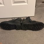 Steve Madden  Betty Black Leather Combat Boots with Cream Lining Photo 3