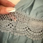 Boho Prairie Dusty Blue Crochet Backless Western Party Mini Ruffle Hem Dress M Size M Photo 9