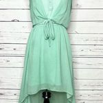 Forever 21 Seafoam Green Gingham High Low Casual Dress Size Medium Sleeveless Front Tie Photo 1