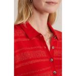 Vineyard Vines 100% Cashmere Red Velvet Shine Stripe Polo Women’s Pullover XXS Photo 8