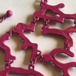 Bright Pink CZ Rhinestone Leaf Branch Handmade Unique Boho Statement Necklace Photo 8