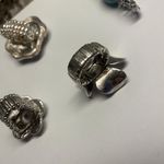 Lot Of 5 Stretchy Statement Costume Rings Some Rhinestone Silver Tone Photo 10