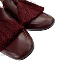 Bettye Muller Brea Leather Large Tassel Loafer Mule Burgundy Size 6.5 Photo 3