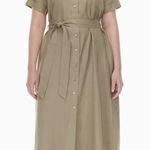 Aritzia ‎ Wilfred Eleta Linen Midi Button Up Shirt Dress Sz Small Dry Basil Green Photo 0