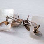 Vintage Stud Earrings Shell / Mother of Pearl Extra Large Statement Photo 7