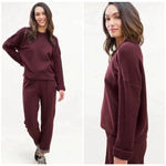 Splendid  Shea Sweater Mix Pullover S Black Cherry Ribbed Knit Lounge Oversized Photo 2