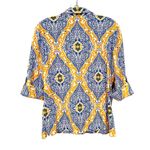 J. McLaughlin  Monroe Catalina Cloth Tab Sleeve‎ Shirt Women's Medium Gold Blue Photo 4
