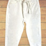 GB Off White Denim Pants Tie Waist Rolled Cuffs Smart Casual Size 31 Photo 0