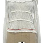 PITUSA Agata Smocked Crop Top In White Long Sleeves Size Petite / XS Photo 0