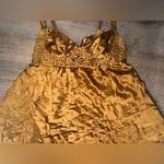 Victoria's Secret Victoria’s Secret 1990’s 100% SILK Gold Sequin & Rhinestone Mini Slip Dress XL Photo 3