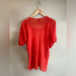 Free People  Red Knit Sweater Top Size Medium Short Sleeve‎ Photo 1