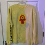 Deadstock Petals and Peacocks Protect your energy Sweatshirt unisex Yellow Size M Photo 2