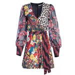 Alice + Olivia  Nelia Wide Sleeve Romper Multicolor Patchwork Print Floral Size 2 Photo 8