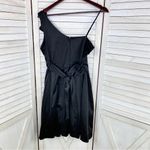 Teeze Me Juniors Satin Taffeta One Shoulder Rosettes Dress Black 11 Photo 7