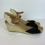 Lucky Brand Lucky Brand Espadrilles Wedge Sandals 9.5 Black Knotted Canvas Raffia Krizhy Photo 2