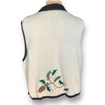 Vintage Bechamel Printed Knit Sweater Vest Winter Pine Cone Knit Sweater Zip Up White Size XL Photo 5