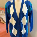 Pendleton Vintage  Sophisticates Blue Argyle Button Cardigan Size Small Photo 2