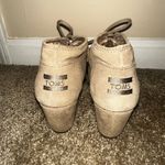 Toms  Ankle Wedge Boots Tan Suede Lace Up Women's Shoes Photo 5