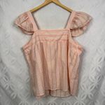 Blu Pepper Perch by Button Up Striped Ruffle Sleeveless Top Light Peach Size 3X Photo 4
