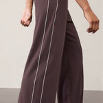 Athleta Venice Track Stripe Wide Leg High Rise Pant Brown/White Size Medium Photo 0