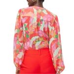 Chico's Georgette Blouse Fiesta Foliage Flame Scarlet size 1/Medium Red Floral Photo 2
