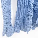 No Boundaries  Y2K Grunge Crochet Open Knit Ruffle Tie Front Cardigan Sweater S Photo 1