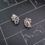 Vintage Screw Back Earrings Black & Clear Gems Stylish & Elegant Photo 4