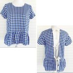 Hem & Thread Plaid peplum open back tie blouse NEW Photo 2