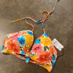 Shade & Shore Women's Lightly Lined Longline Double Knot-Front Bikini Top Pink Floral Photo 6