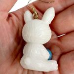 White Easter Bunny I Love You Dangle Pierced Earrings Photo 4