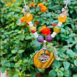 Handmade Tigers Eye Yoga Gemstone Leather Adjustable Necklace Photo 3