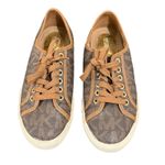 Michael Kors Signature Logo Canvas Lace Up Sneakers Brown Women's Size 6M Photo 2